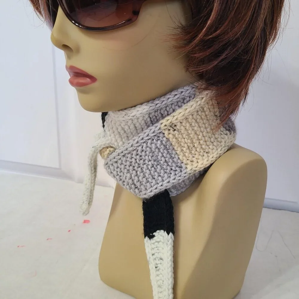 Sophie Scarf Classic Design Small Double Wrap Handmade Knitted Acrylic